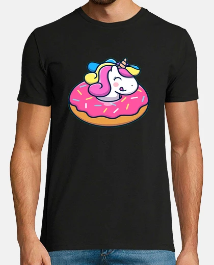 Tee-shirt licorne gourmande dans un donut