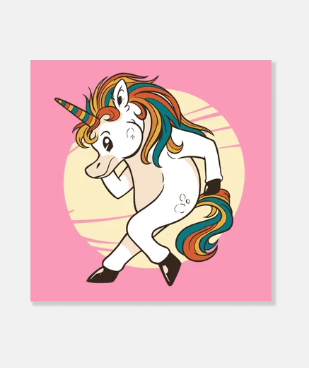 Tableau licorne qui fait un moonwalk , funny , pour décoration chambre bébé,enfant , offrir , 