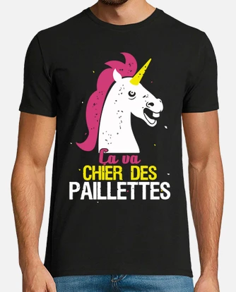 Tee shirt licorne a va chier des paillettes tostadora