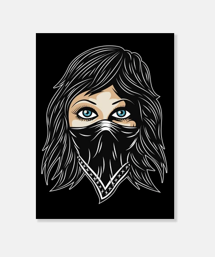 Lienzo Lienzo Cara Chica Ojos Bandana Pañuelo Boca