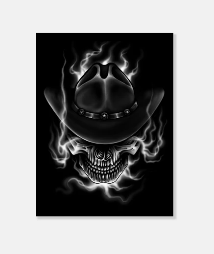 Lienzo Lienzo Cowboy Skull Wild West Western Retro Oeste Calaveras