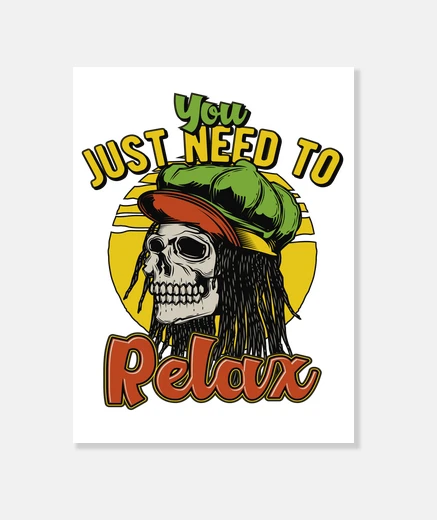 Lienzo Lienzo Rastafari Reggae Skull Calaveras Rastas You Just Need To Relax