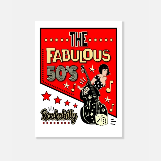 Lienzo rockabilly rock and roll pin up girl contrabajo fabulous 50s ...