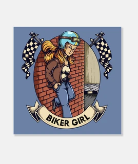 Lienzo Biker Girl Motos Motorcycle Retro 70s 80s 90s Bikers