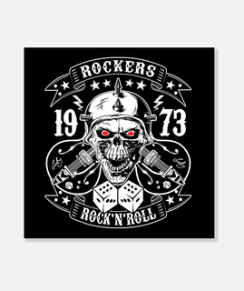 Lienzo Calaveras 1973 Rock Skull Rockabilly Psychobilly Vintage Rockers 70s
