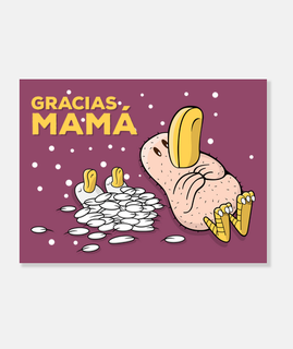 Lienzo Gracias Mamá Pollo y Pollitos - Día de La Madre