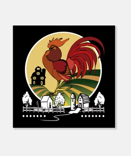 Lienzo Granja Gallinas Animal Farm Animales Granjero Campo