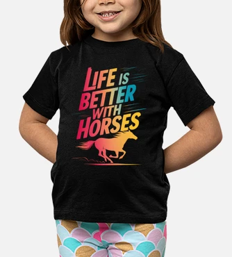 Life Is Better With Horses Girls Kids Horse Rider T-Shirt