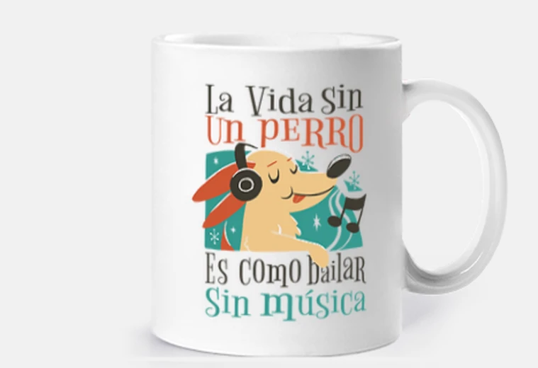 Cup life with a wonderful dog, spain, writing in spanish