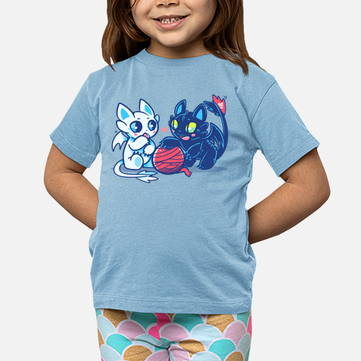 light and night dragon cats - kids shirt