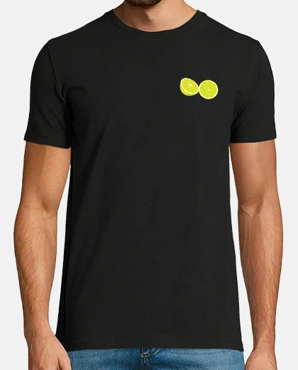 T-shirt limone giallo tagliato in due logo del marchio sul petto
