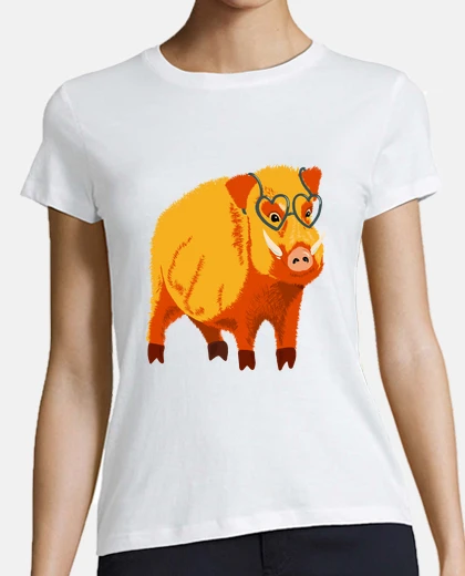 Playera lindo jabalí divertido con anteojos