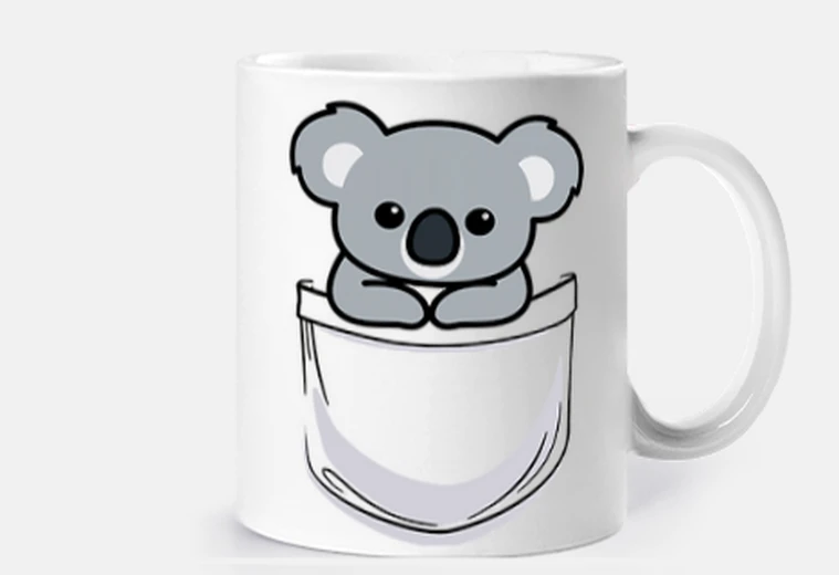 Taza lindo koala en el bolsillo