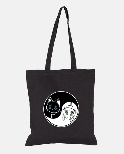 Bolsa lindo yin yang gato blanco y negro