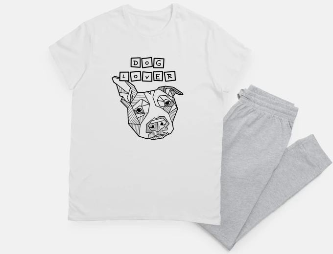 Pyjama line art geometric dog lover
