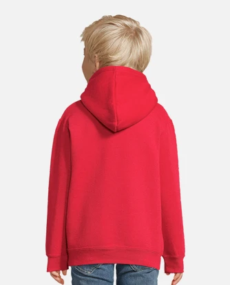 Red hoodie with store polar bear on back