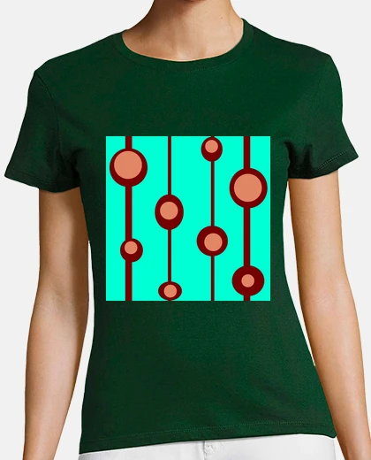 T-shirt linee e cerchi marroni su sfondo verde