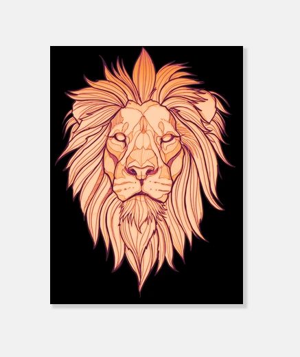 Wall lion head sketch drawing