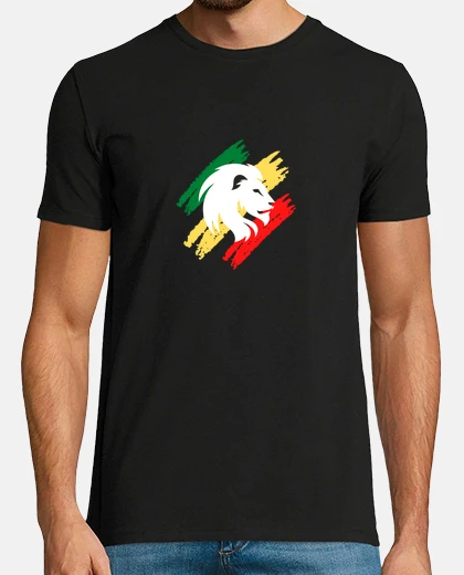 Tee-shirt lion rasta vert, jaune rouge