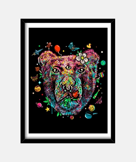 Framed lioness psyche