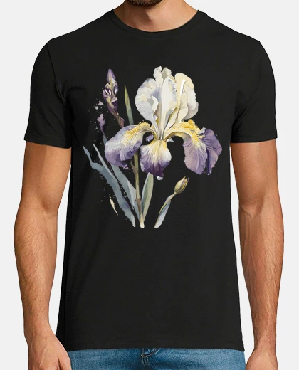 Camiseta lirios morados violeta amarillo vintage retro boho chic