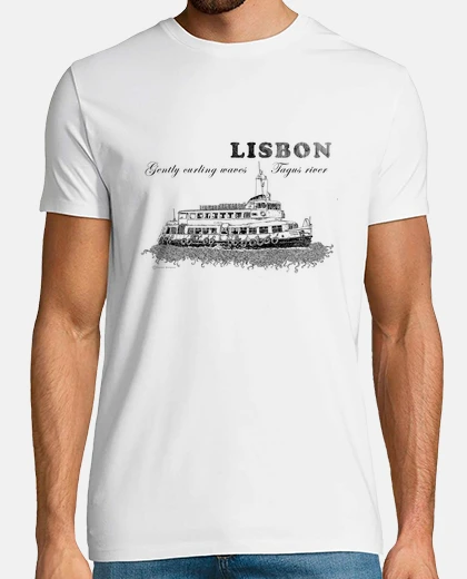 T-shirt lisbona - onde di curling delicatamente tago rive