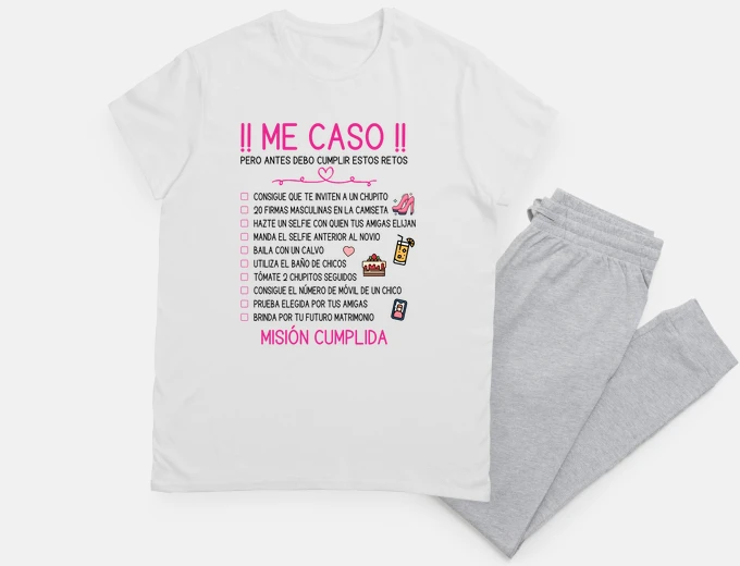 Pyjama liste de défis enterrement célibataire