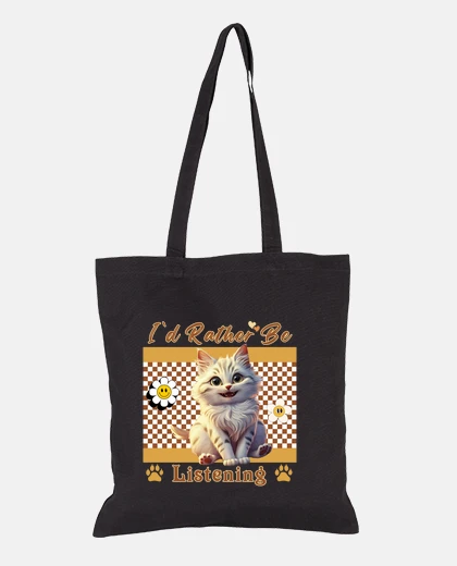 Bag Listening Cat Mom Checkered Fall Design