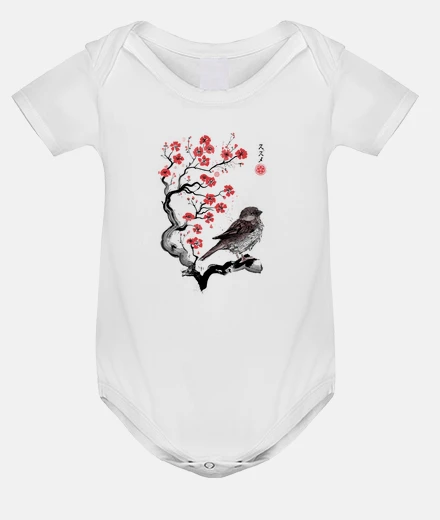 Kids little sparrow sumi-e