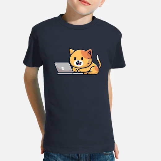 little cat with his laptop