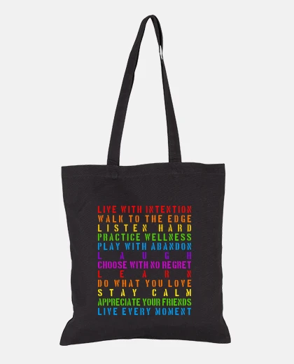 Bag live with intention tote bag