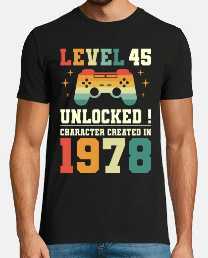 T-shirt Livello 45 Compleanno Gamer Da 45 anni