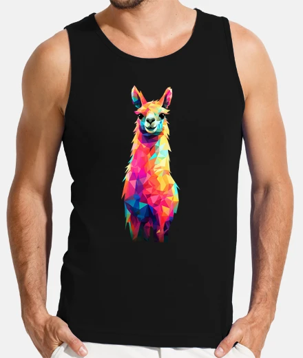 T-shirt Llama Alpaca Polygon Animal Vintage Gif