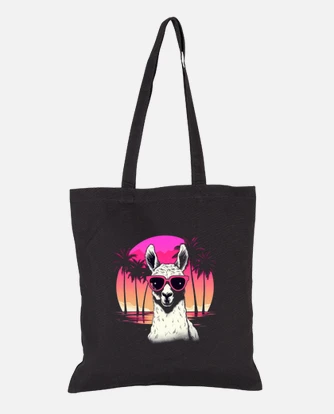 Llama with sunglasses at the beach bag tostadora