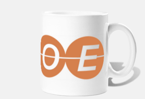 lmoe logo mug with 4 orange circles
