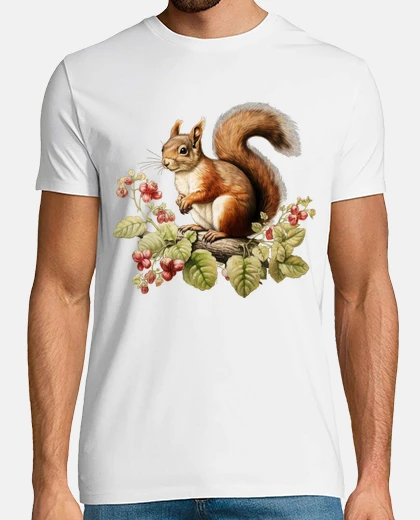 T-shirt lo scoiattolo rosso mangia nocciole carino cottagecore