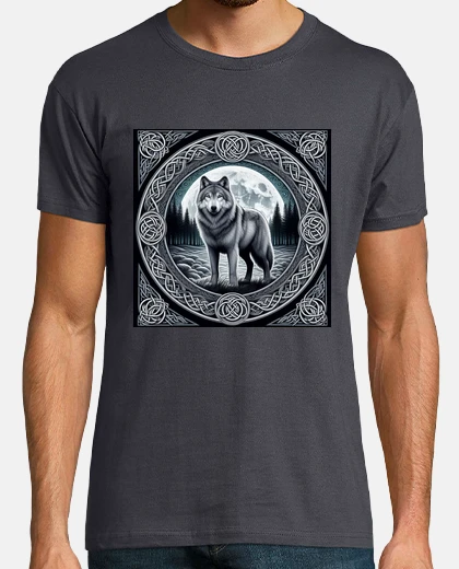 Camiseta Lobo en un círculo celta