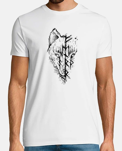 Camiseta lobo fenrir vikingo basura futhark runa