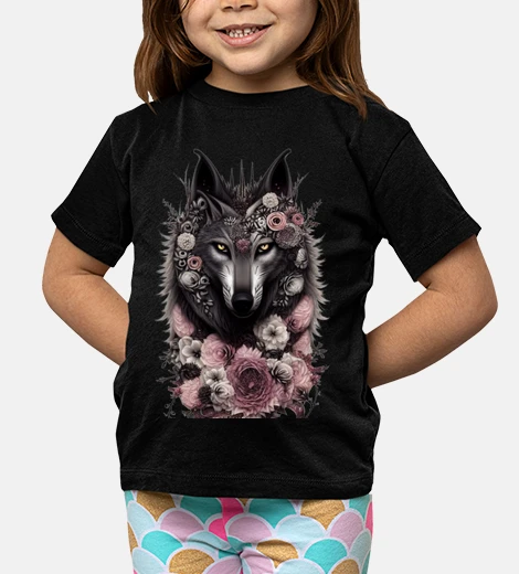 Ropa lobo gris barroco moda gótico rosas blancas