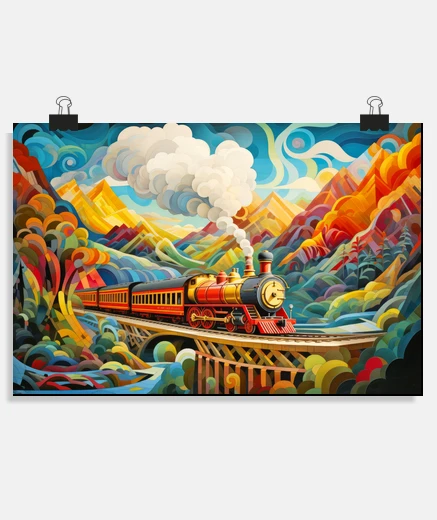 Poster Locomotive Train Concept Abstract Color
