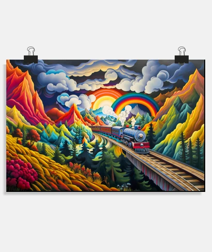Poster Locomotive Train Concept Abstract Color