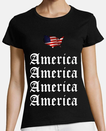 T-shirt logo bandiera america lettere gotiche
