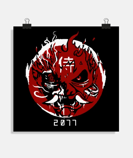 Poster logo cyberpunk style de joueur urbain m