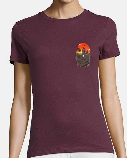 Playera logo de mujer de bolsillo surf sunset