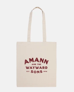 Logo AMANN label granate Bolsa de tela, color natural