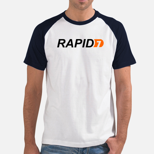 logo rapid7. chemise blanche manches noires.