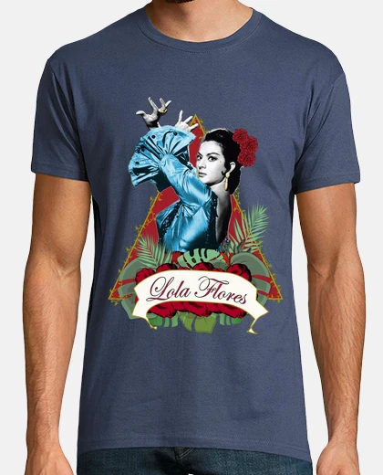 Camiseta Lola Flores. Hombre, manga corta, denim, calidad extra