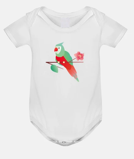 Ropa Loro Verde y Rojo con Flor