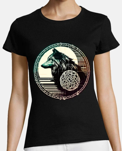 Tee-shirt loup celtique rétro