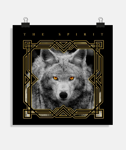 Poster loup dans un cadre avec marqué the spirit au dessus . affiche sublime pour décoration, 